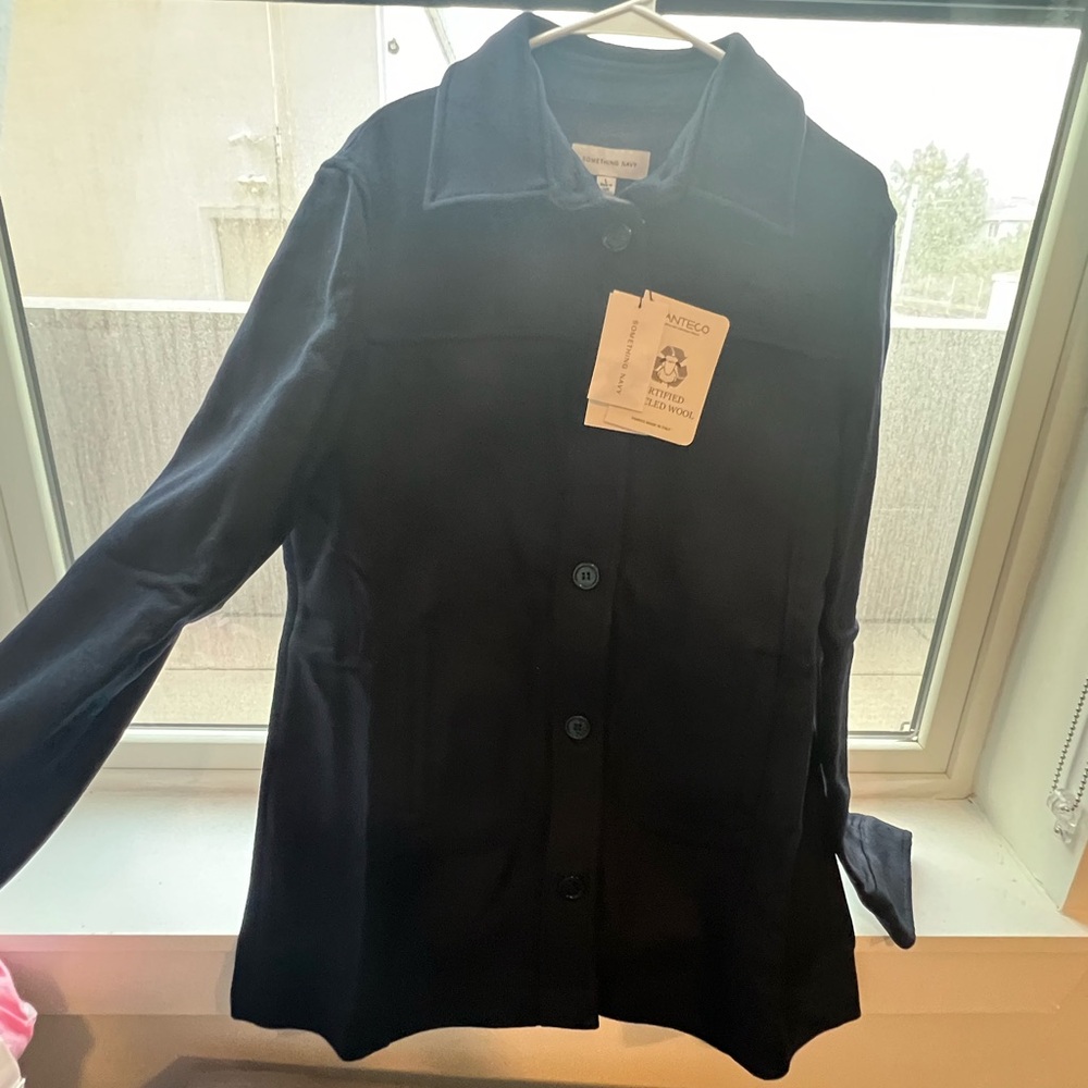 Something Navy Wool Shirt Jacket